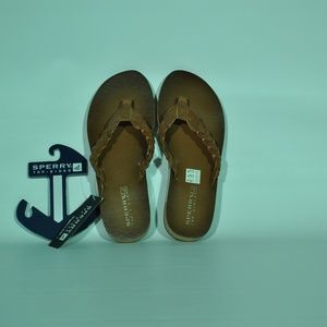 New Sperry Top-Sider Flip Flops braided leather 7